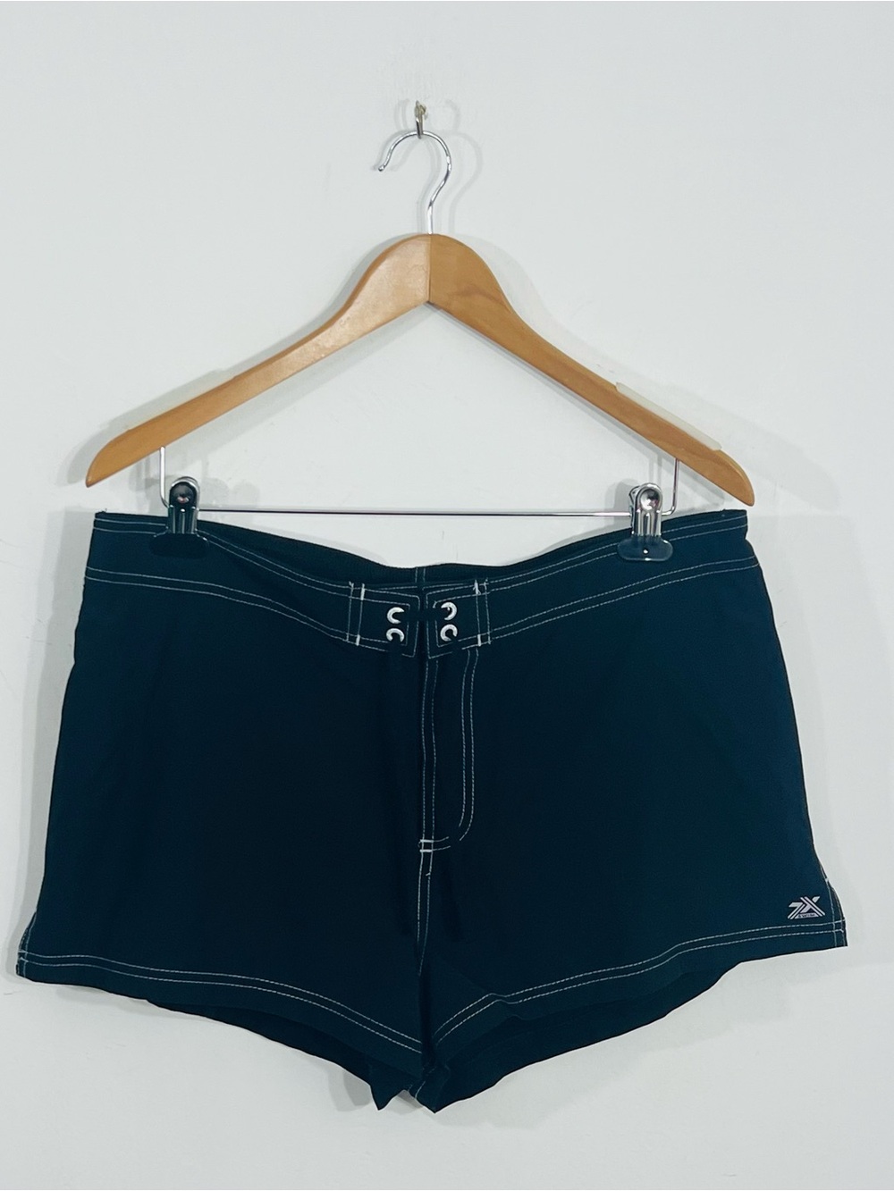 ZeroXposur Solid Black Swim Short Bottom Very Short Zip Tie Front Size XL